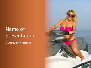 A Woman In A Pink Bikini On A Jet Ski PowerPoint Template