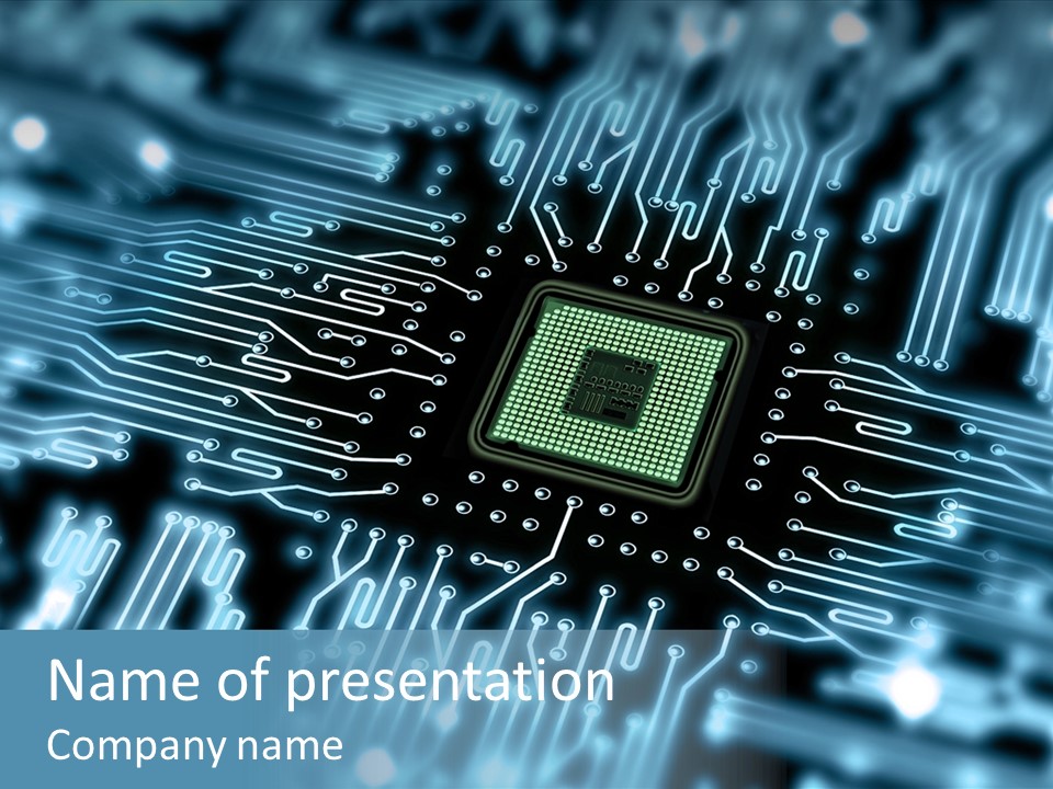 A Circuit Board With A Computer Chip In The Middle Of It PowerPoint Template