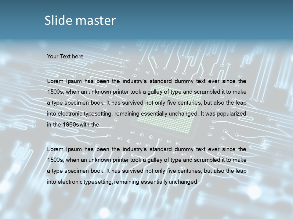 A Circuit Board With A Computer Chip In The Middle Of It PowerPoint Template