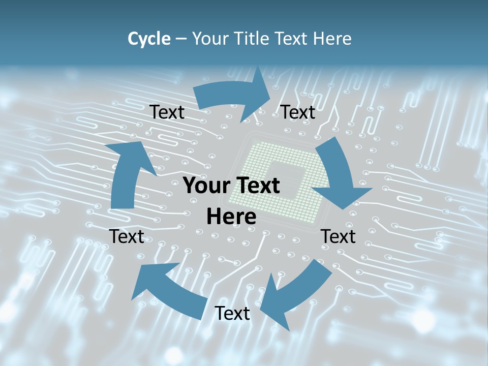 A Circuit Board With A Computer Chip In The Middle Of It PowerPoint Template