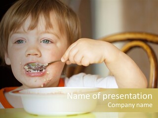 Young Cereal Kid PowerPoint Template