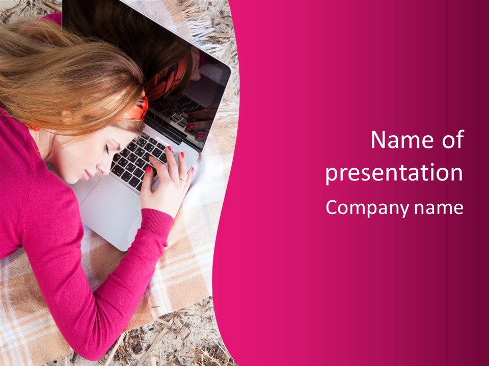 Laptop Casual Young PowerPoint Template