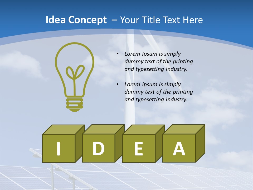 A Wind Turbine And Solar Panels In A Field PowerPoint Template