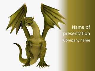 A Green Dragon Sitting On Top Of A White Background PowerPoint Template