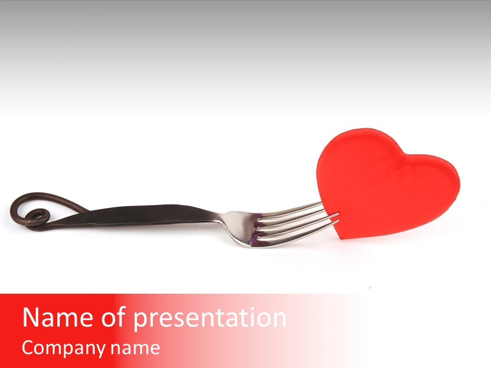 A Fork With A Red Heart On It PowerPoint Template