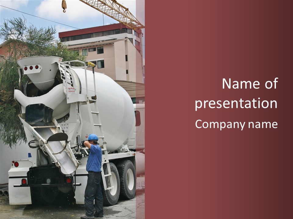 Construction Truck Building PowerPoint Template