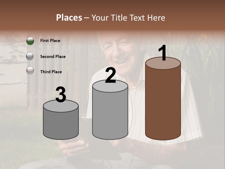 Digital Tablet Holding Happy PowerPoint Template
