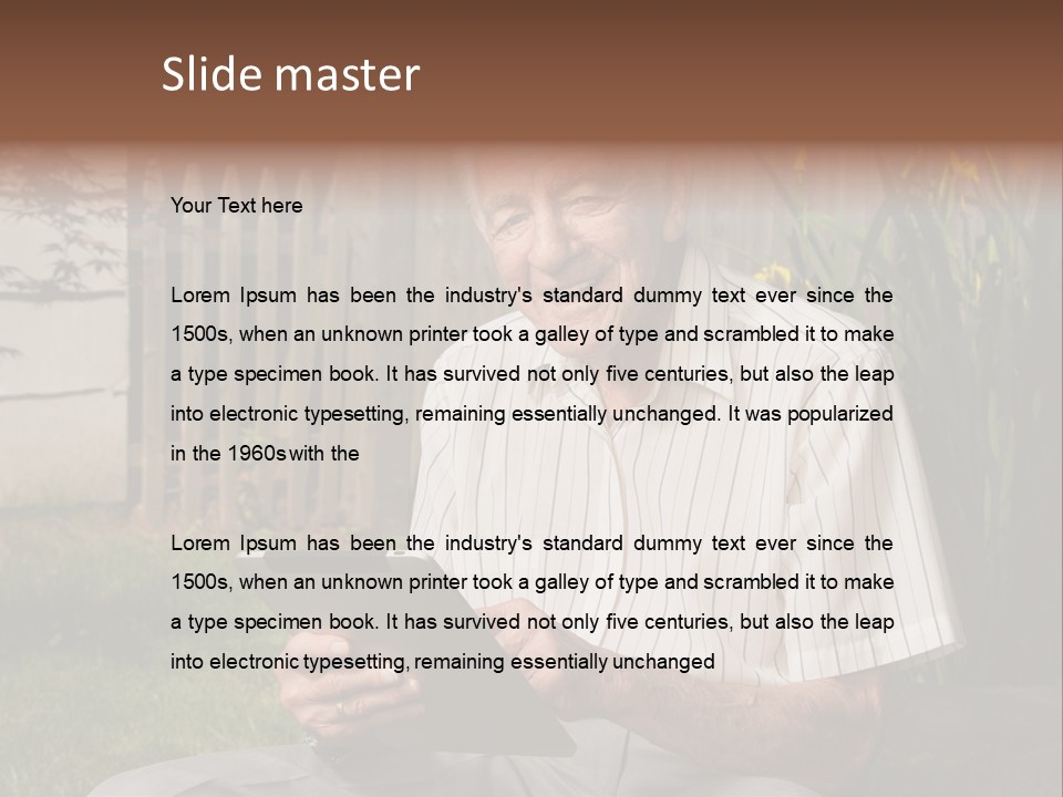 Digital Tablet Holding Happy PowerPoint Template