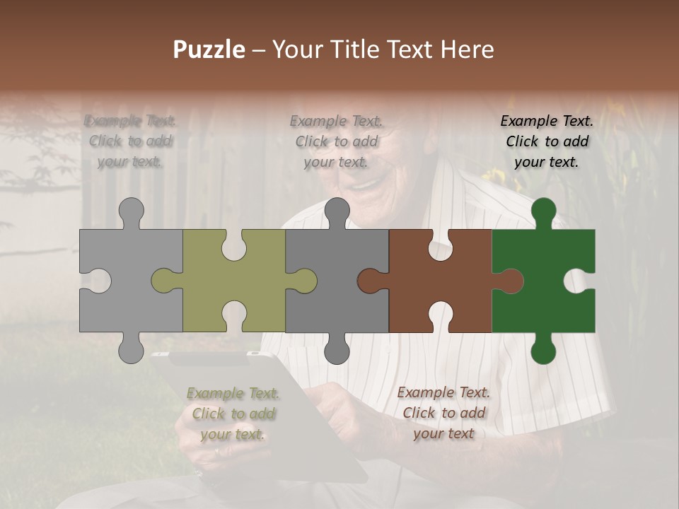 Digital Tablet Holding Happy PowerPoint Template