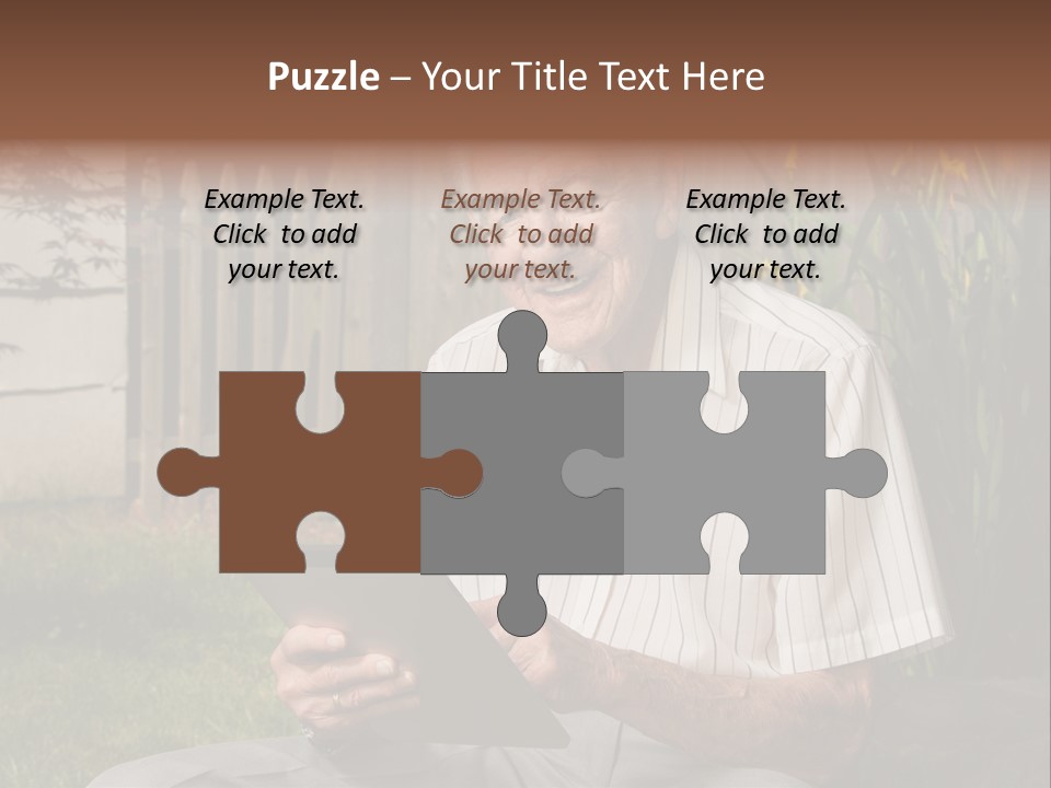 Digital Tablet Holding Happy PowerPoint Template