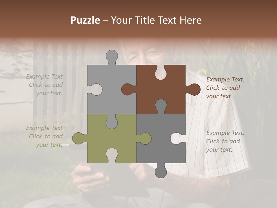 Digital Tablet Holding Happy PowerPoint Template