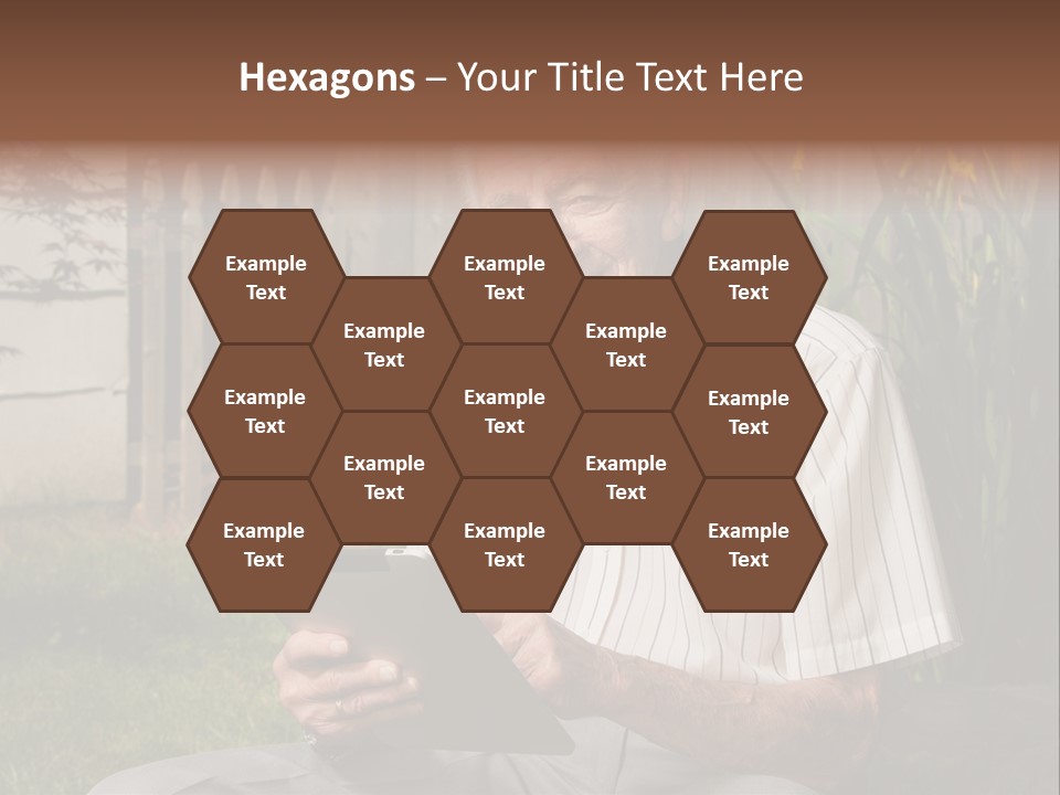 Digital Tablet Holding Happy PowerPoint Template