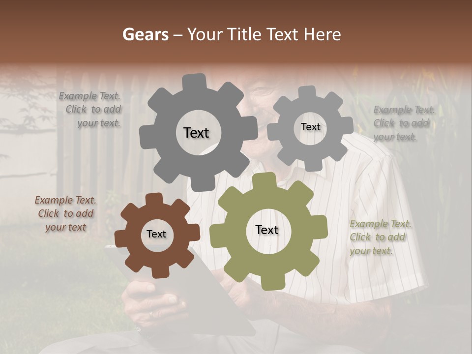 Digital Tablet Holding Happy PowerPoint Template