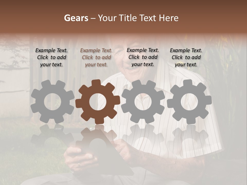 Digital Tablet Holding Happy PowerPoint Template