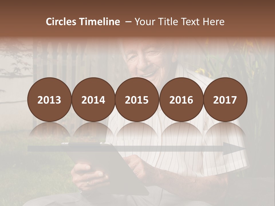 Digital Tablet Holding Happy PowerPoint Template