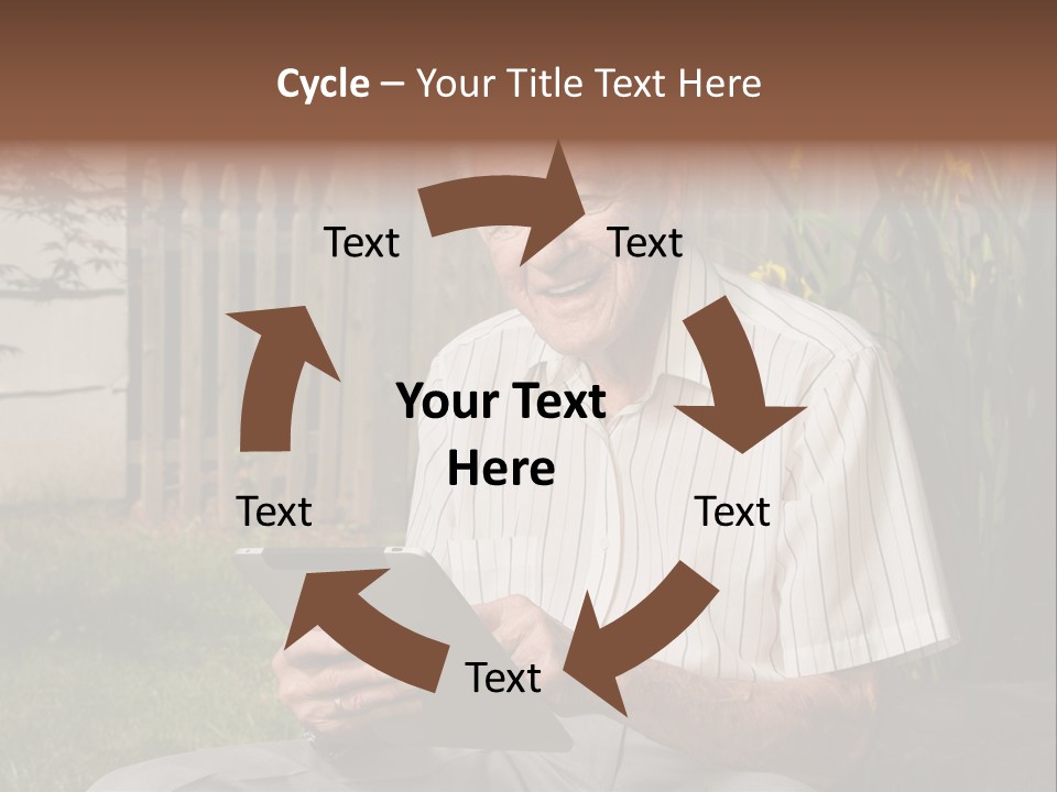 Digital Tablet Holding Happy PowerPoint Template