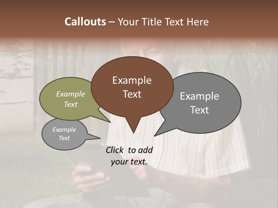 Digital Tablet Holding Happy PowerPoint Template