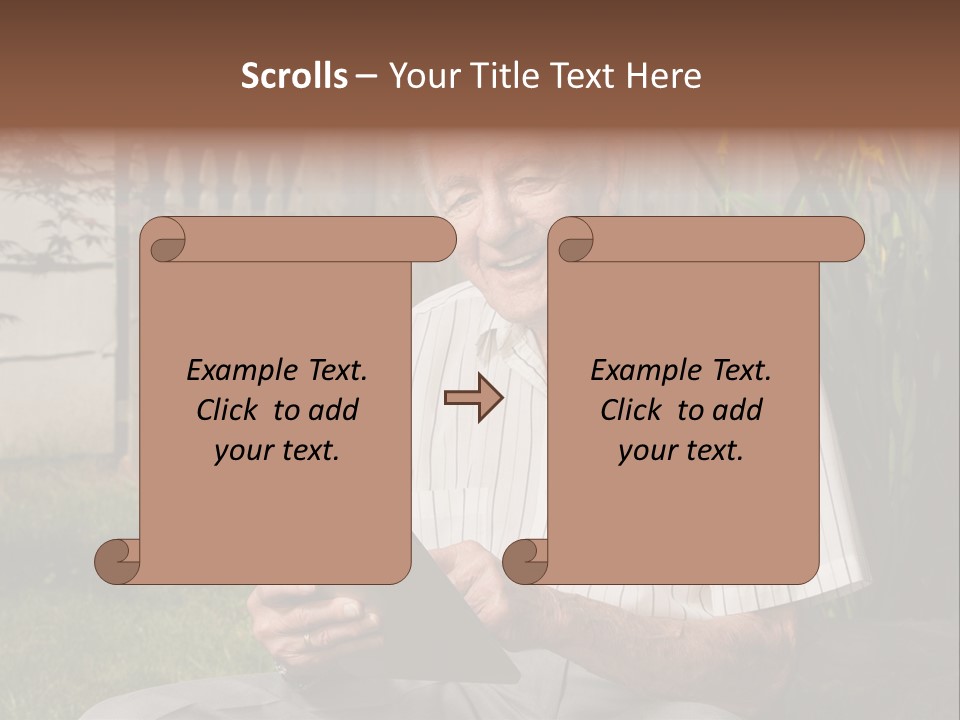 Digital Tablet Holding Happy PowerPoint Template