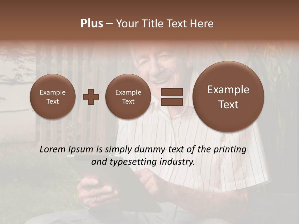 Digital Tablet Holding Happy PowerPoint Template