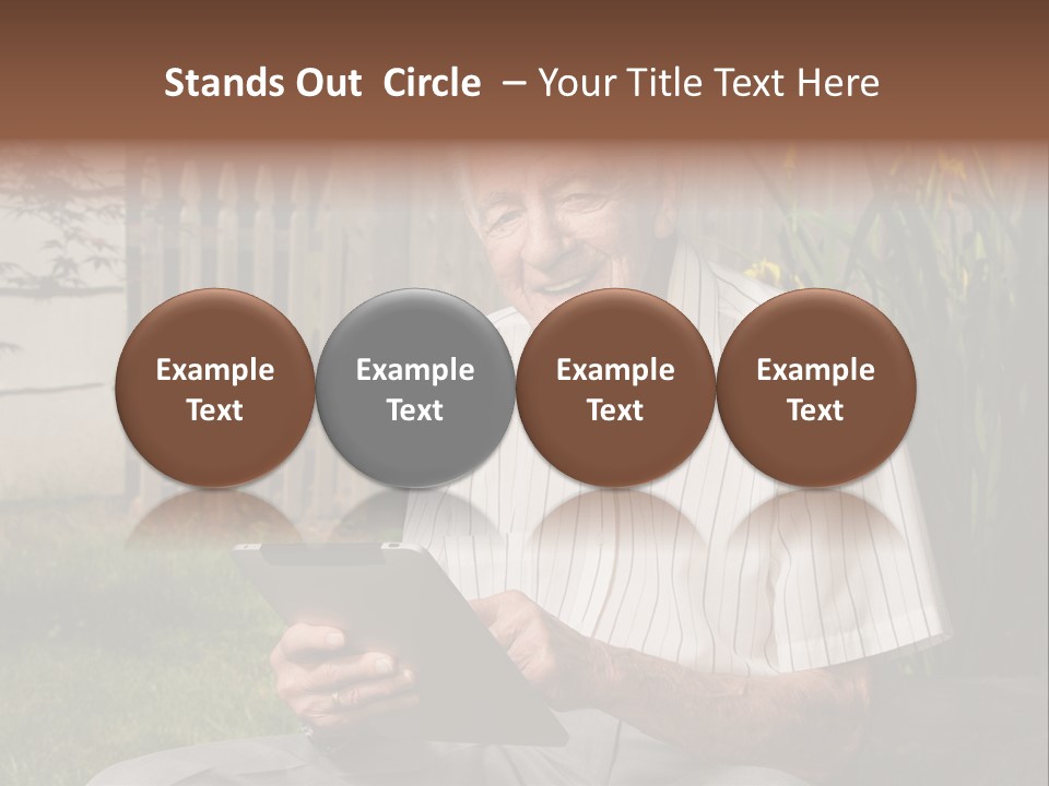 Digital Tablet Holding Happy PowerPoint Template