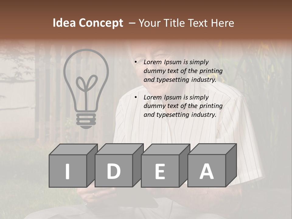 Digital Tablet Holding Happy PowerPoint Template