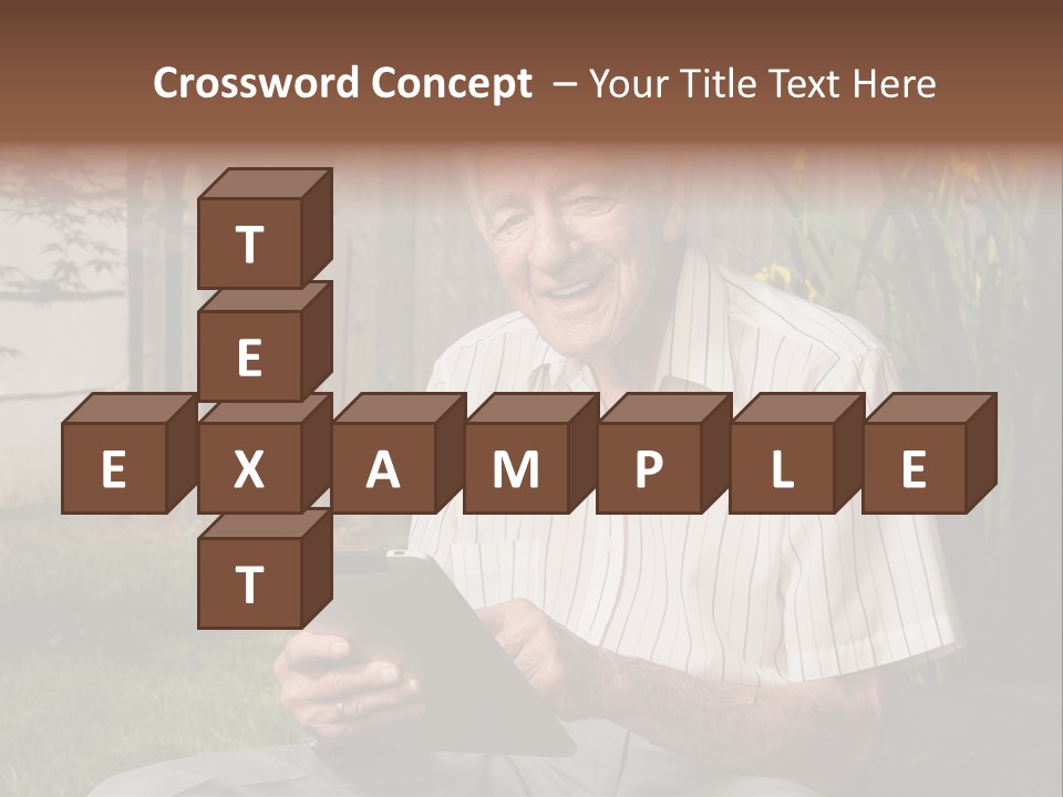 Digital Tablet Holding Happy PowerPoint Template