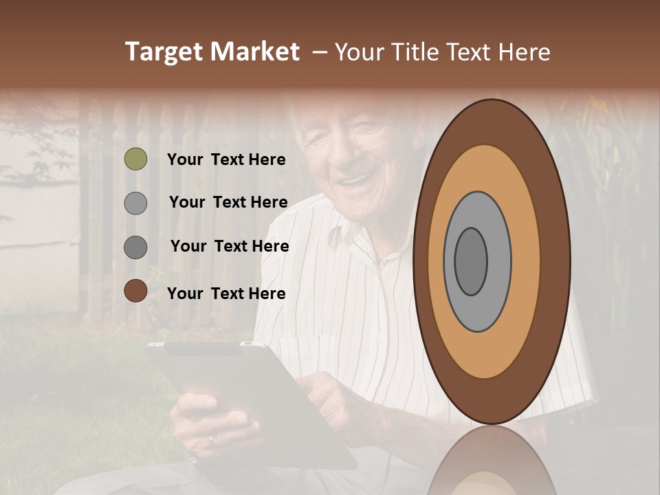 Digital Tablet Holding Happy PowerPoint Template