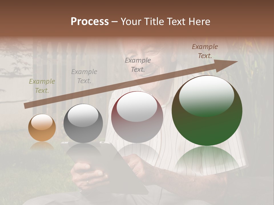 Digital Tablet Holding Happy PowerPoint Template