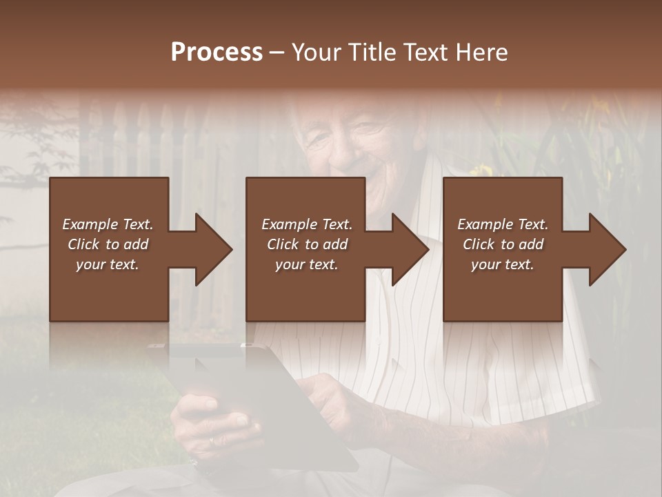 Digital Tablet Holding Happy PowerPoint Template