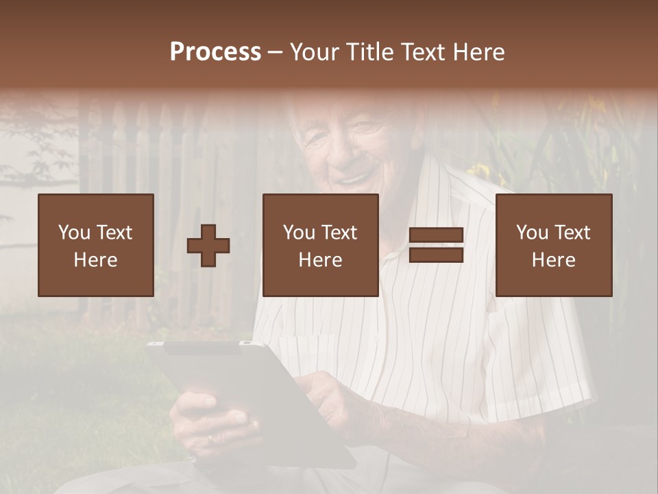 Digital Tablet Holding Happy PowerPoint Template