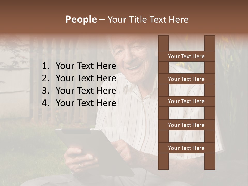 Digital Tablet Holding Happy PowerPoint Template