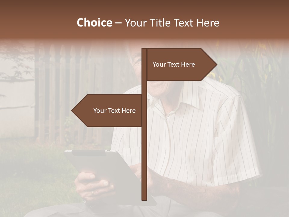 Digital Tablet Holding Happy PowerPoint Template