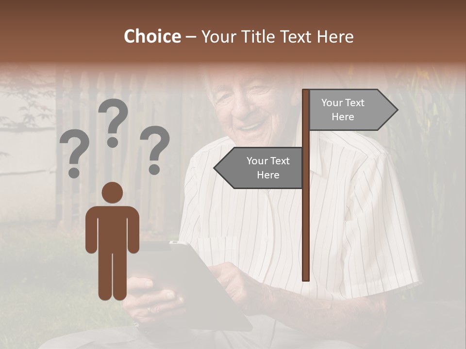 Digital Tablet Holding Happy PowerPoint Template