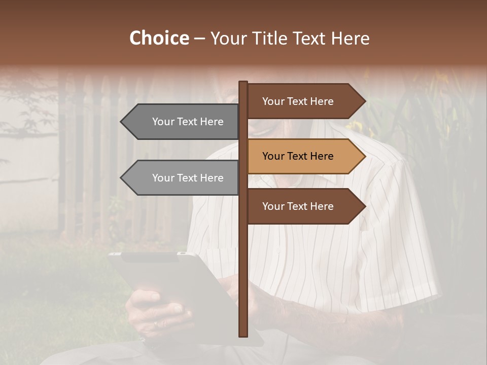 Digital Tablet Holding Happy PowerPoint Template