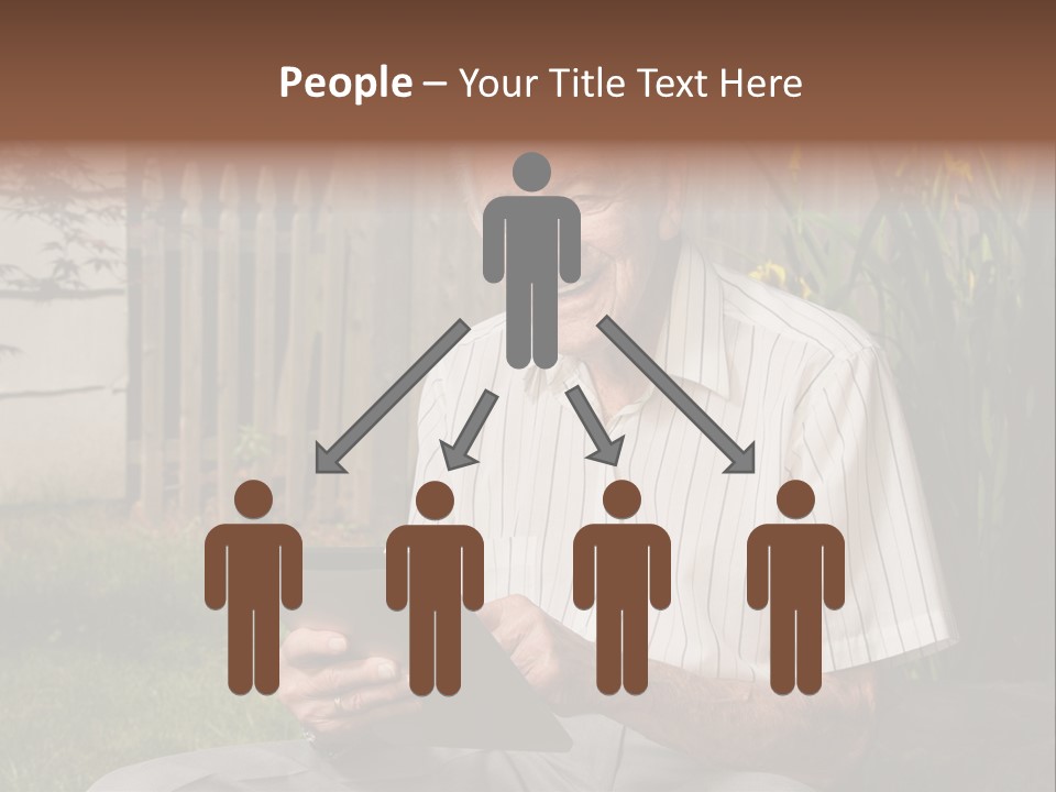 Digital Tablet Holding Happy PowerPoint Template