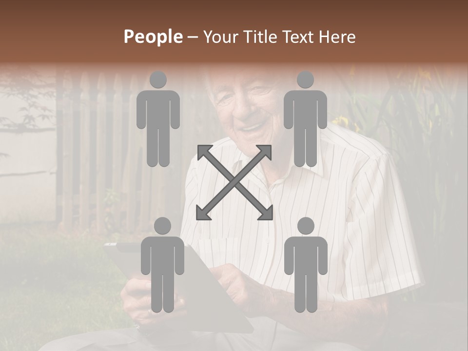 Digital Tablet Holding Happy PowerPoint Template