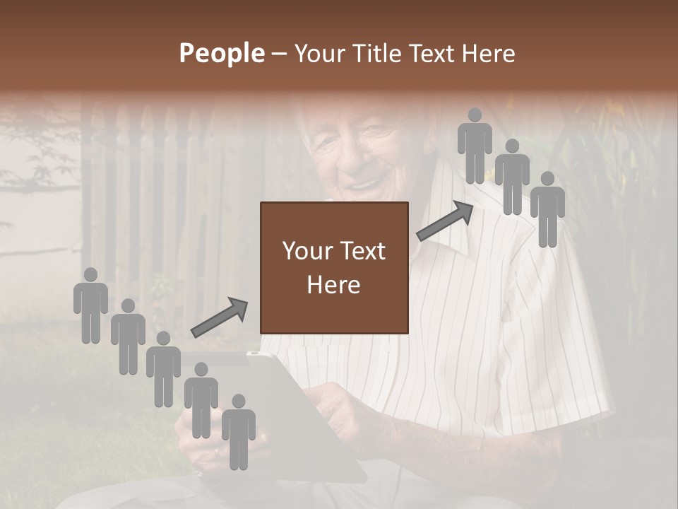 Digital Tablet Holding Happy PowerPoint Template