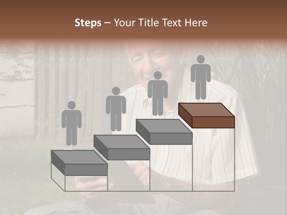 Digital Tablet Holding Happy PowerPoint Template