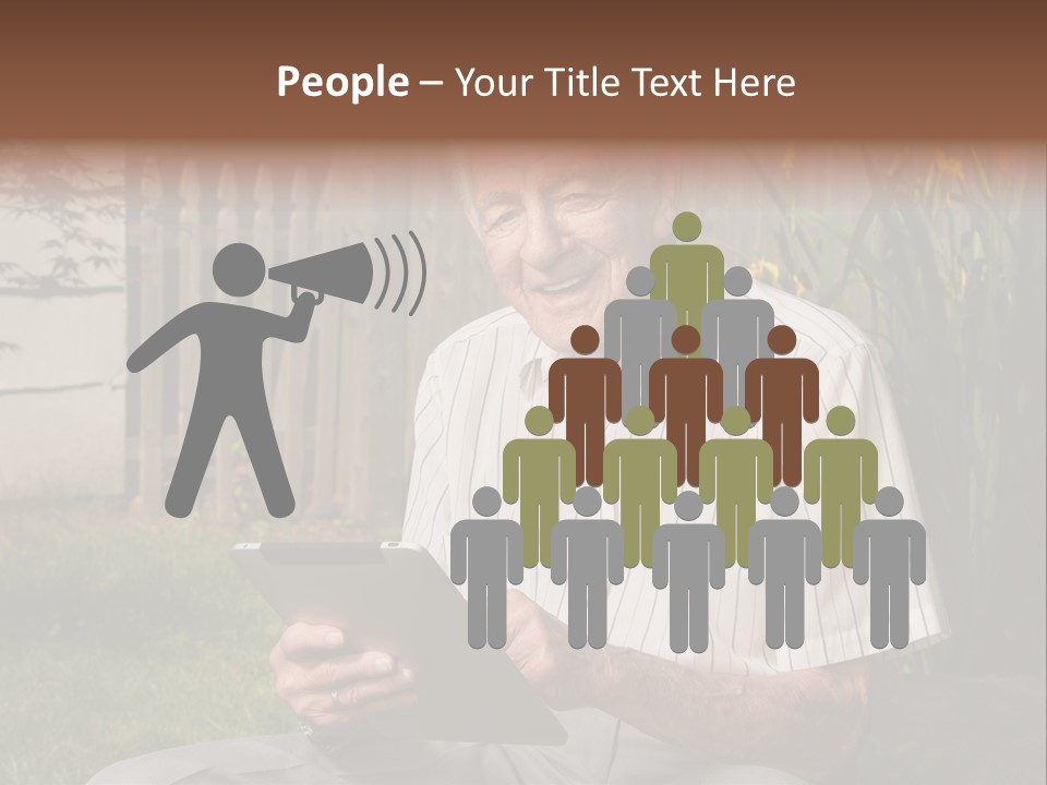 Digital Tablet Holding Happy PowerPoint Template