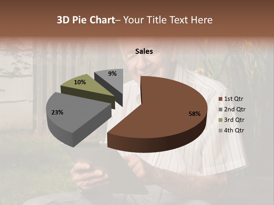 Digital Tablet Holding Happy PowerPoint Template