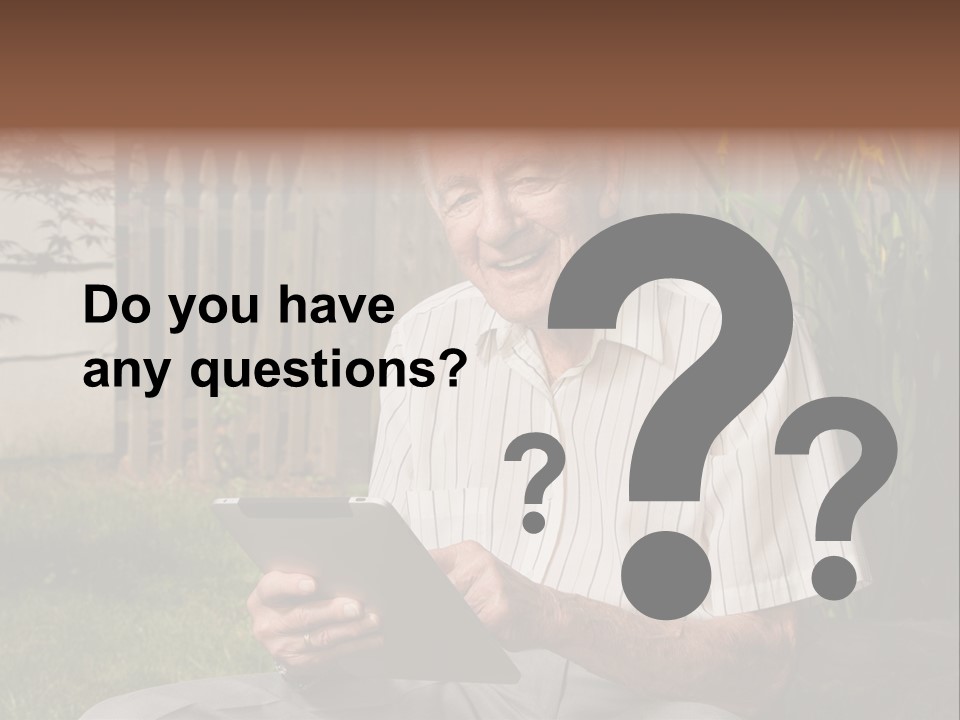 Digital Tablet Holding Happy PowerPoint Template