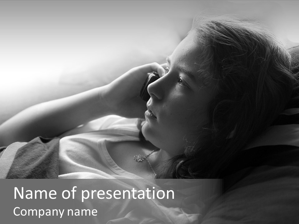 Sad Children Mobile PowerPoint Template