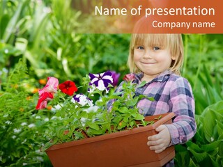 Blond Preschooler Holding PowerPoint Template