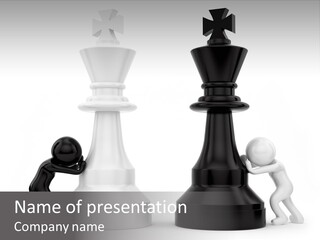 A Black And White Chess Piece Next To A Black And White Chess Piece PowerPoint Template