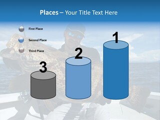A Man On A Boat Holding A Large Fish PowerPoint Template