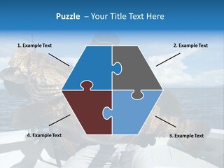 A Man On A Boat Holding A Large Fish PowerPoint Template