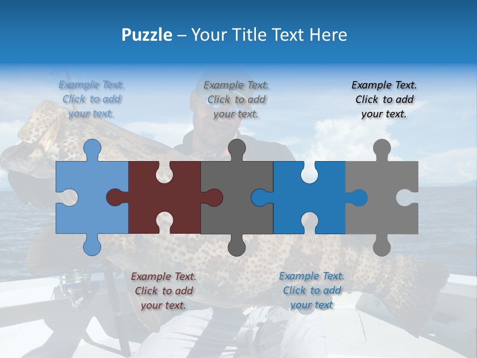 A Man On A Boat Holding A Large Fish PowerPoint Template