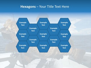 A Man On A Boat Holding A Large Fish PowerPoint Template