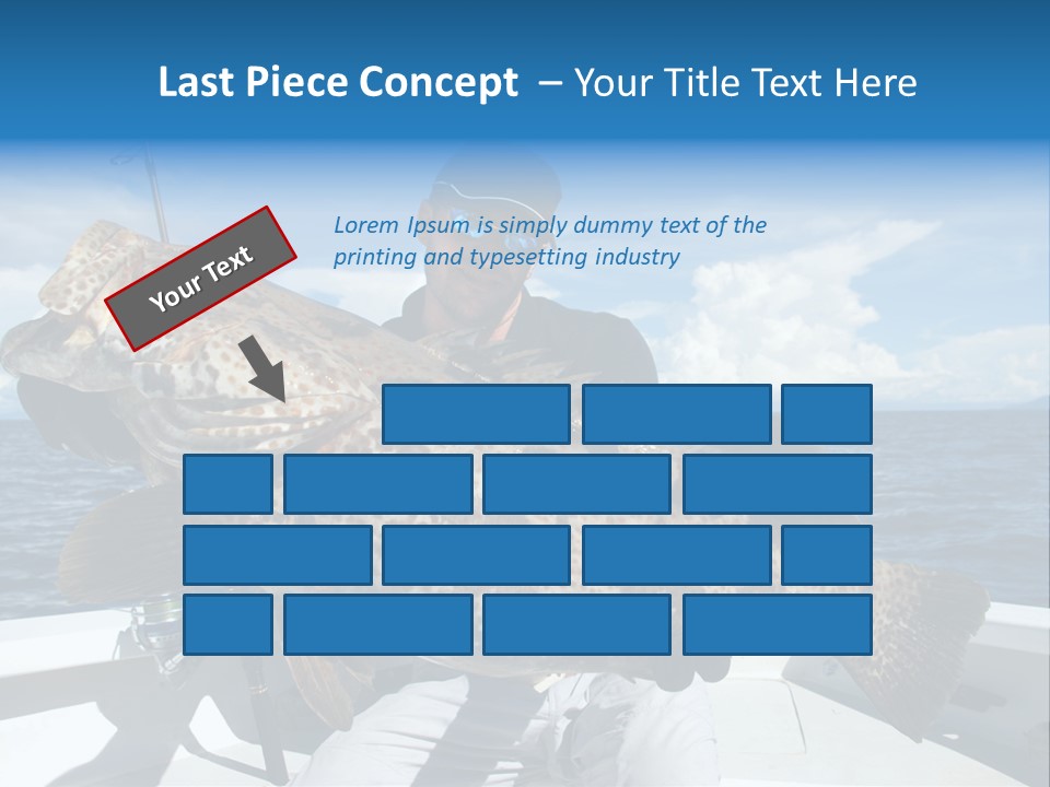 A Man On A Boat Holding A Large Fish PowerPoint Template