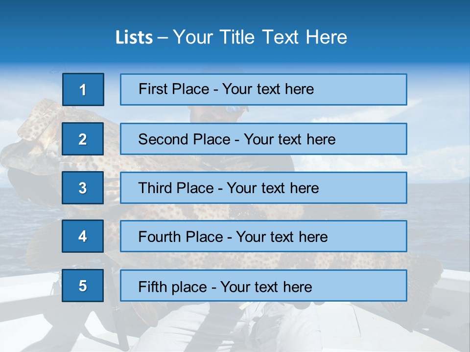 A Man On A Boat Holding A Large Fish PowerPoint Template